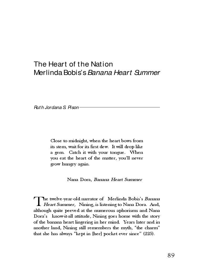The Heart of The Nation Merlinda Bobis's Banana Heart Summer | PDF ...