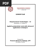 Lesson Plan - EmTech_12 - Q3L4_Applied Productivity Tools With Advanced Application Techniques