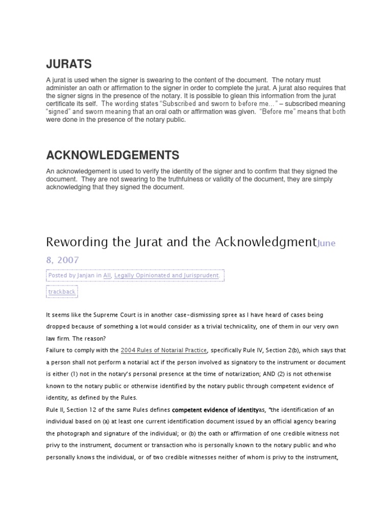 JURATS PDF Notary Public Identity Document