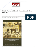 Matriz Pentecostal Brasil - Assembléias de Deus, 1911-2011