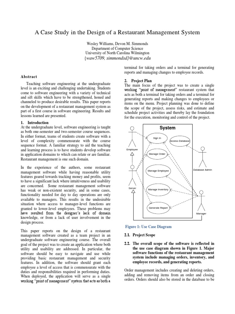 Restaurant Software Design Study | PDF | Usability | Databases