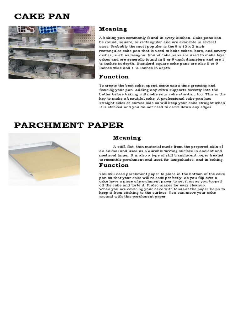 Cake Pan Meaning PDF Cakes Cookware And Bakeware