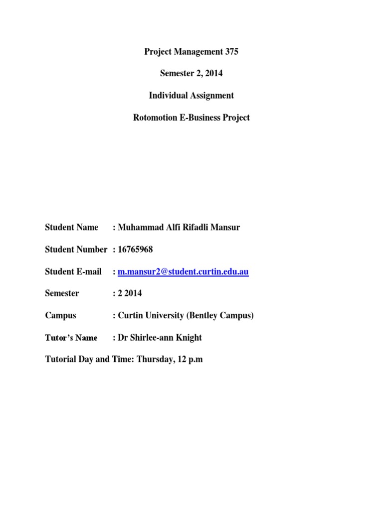 Project Management Assignment | PDF | Project Management | Computing