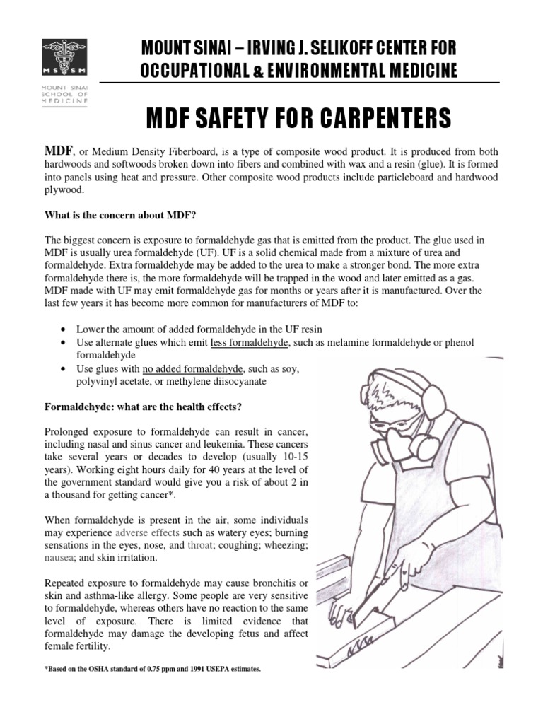 MDF Safety Guidelines for Carpenters | PDF | Formaldehyde ...