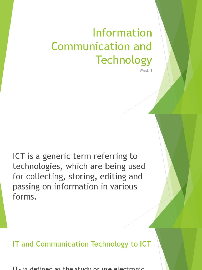 Information Communication And Technology Week 1 Pdf Educational