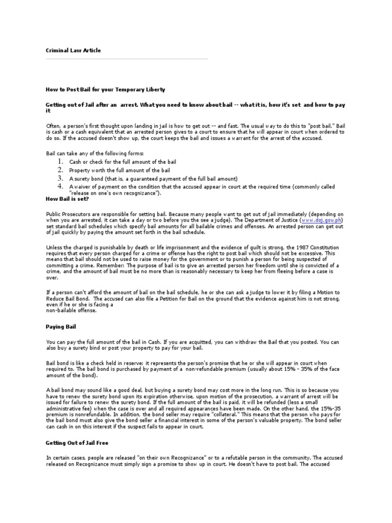 Procedure in Bail Recognizance | PDF | Bail | Arrest