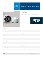 Product Specifications: Lube Filter, Spin-On Full Flow