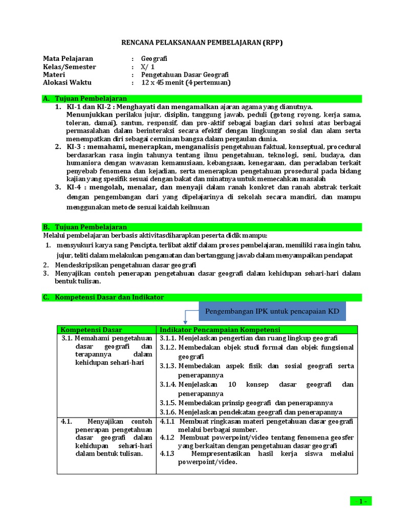 Rpp Pengetahuan Dasar Geo