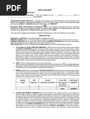 Supply Agreement Cocopeat
