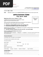 Application Form: Year 2019 / 2020