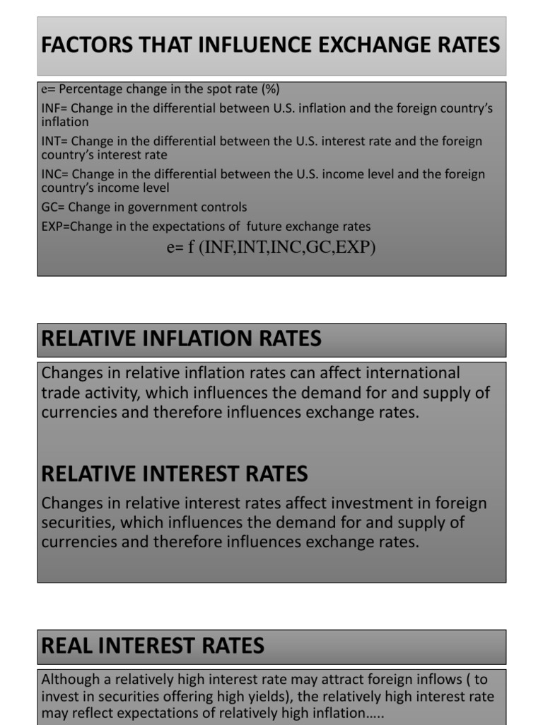 Key Factors Influencing Exchange Rates | PDF