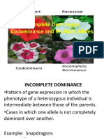 Incomplete Dominance, Codominance and Multiple Alleles