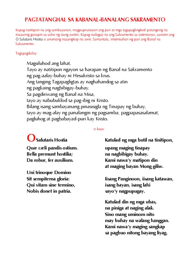 Pagtatanghal at Pagbabasbas NG Kabanal-Banalang Sakramento | PDF