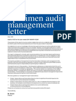 21 Specimen Audit Management Letter