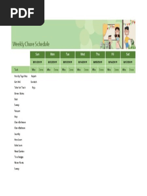 Weekly chore schedule