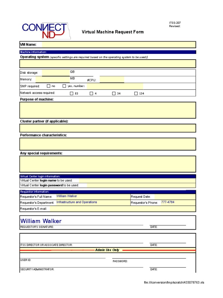 Virtual Machine Request Form Template | PDF