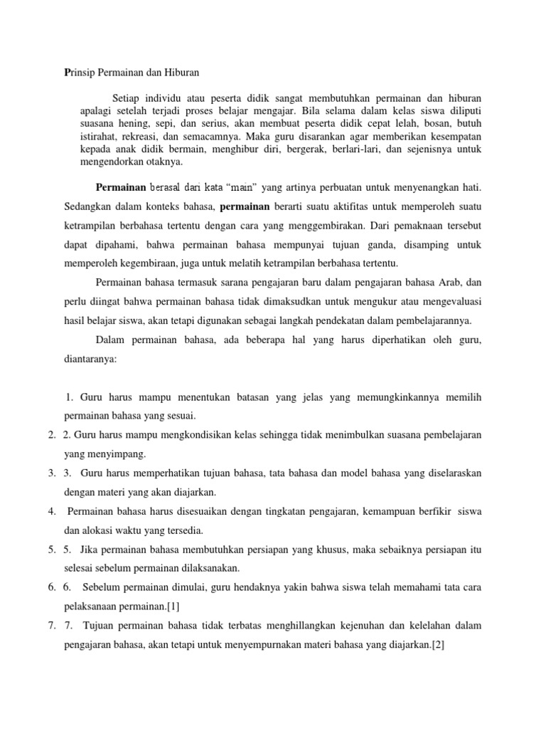 Prinsip Permainan Dan Hiburan Pdf
