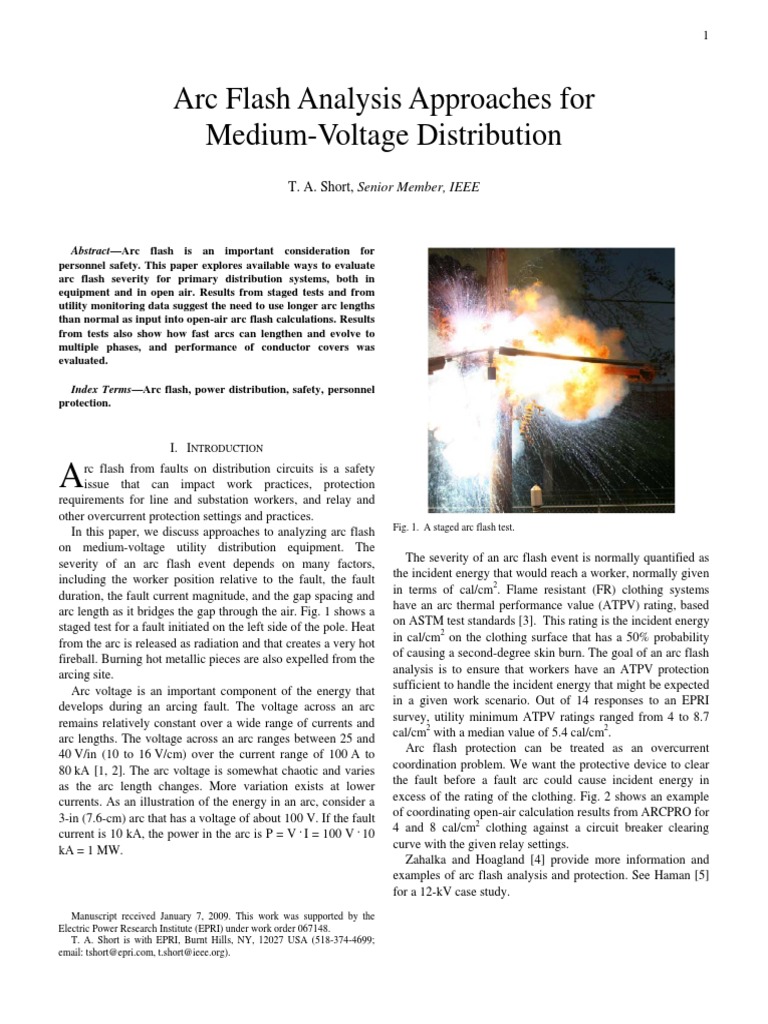 Ieee Repc Tshort Medium Voltage Arc Flash 2009 Submission | PDF ...