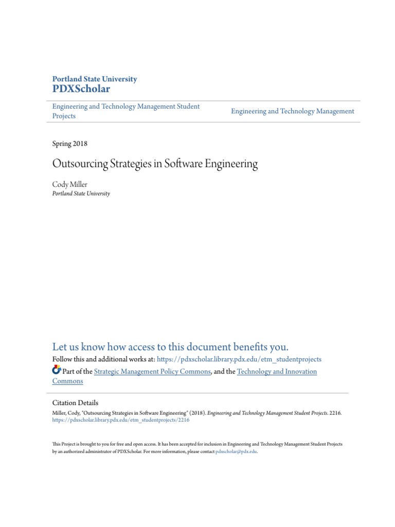 Outsourcing Strategies in Sofware Engineering | PDF | Software
