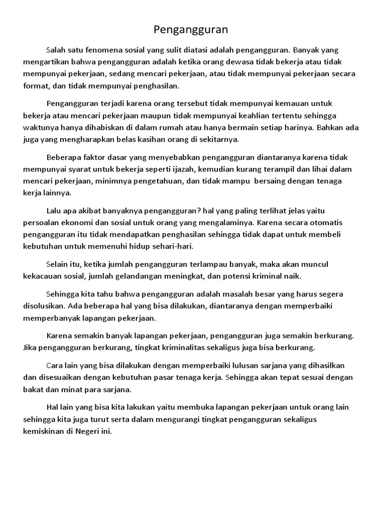 Contoh Teks Eksplanasi Pengangguran Dan Kekeringan