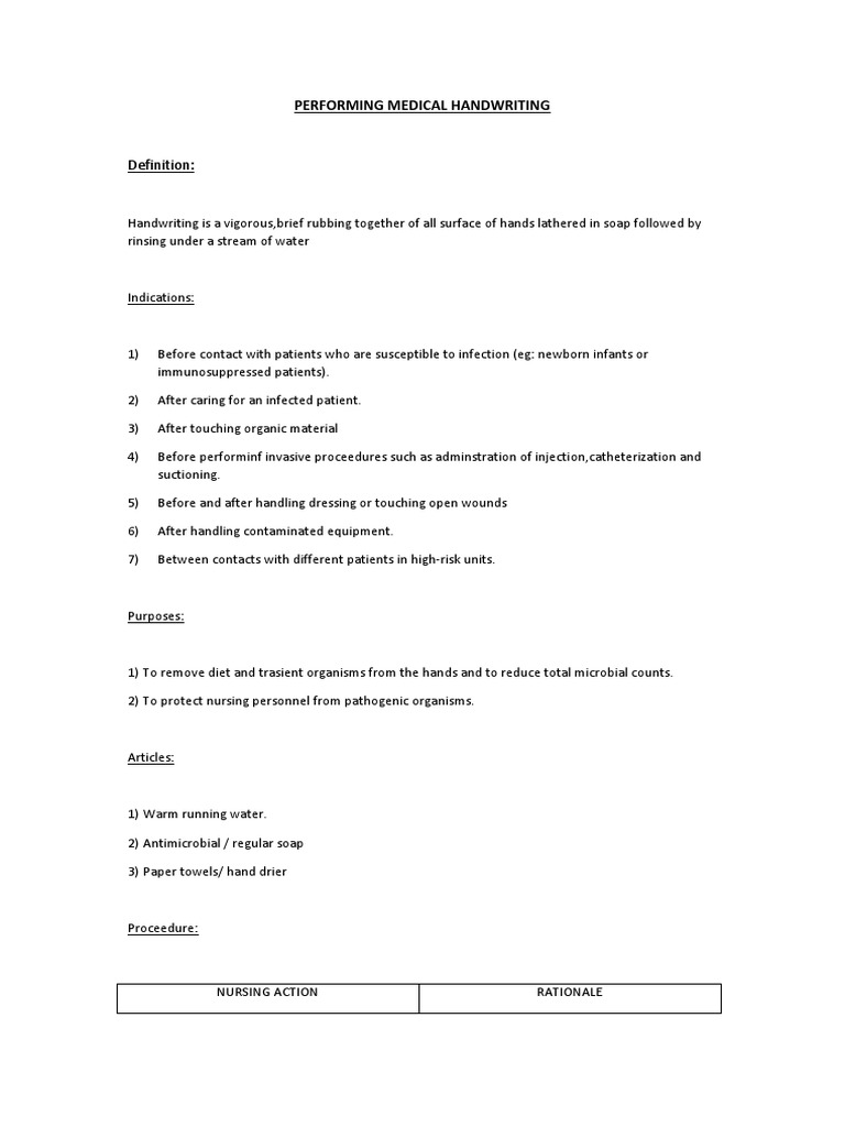 Medical Hand Hygiene Procedures | PDF | Hand Washing | Nature