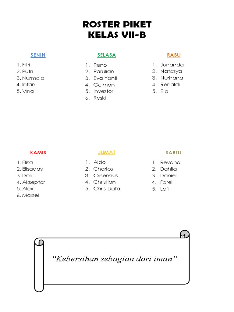 Roster Piket | PDF