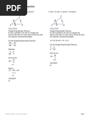 7 4 Parallel Lines And Proportional Parts Triangle Triangle Geometry