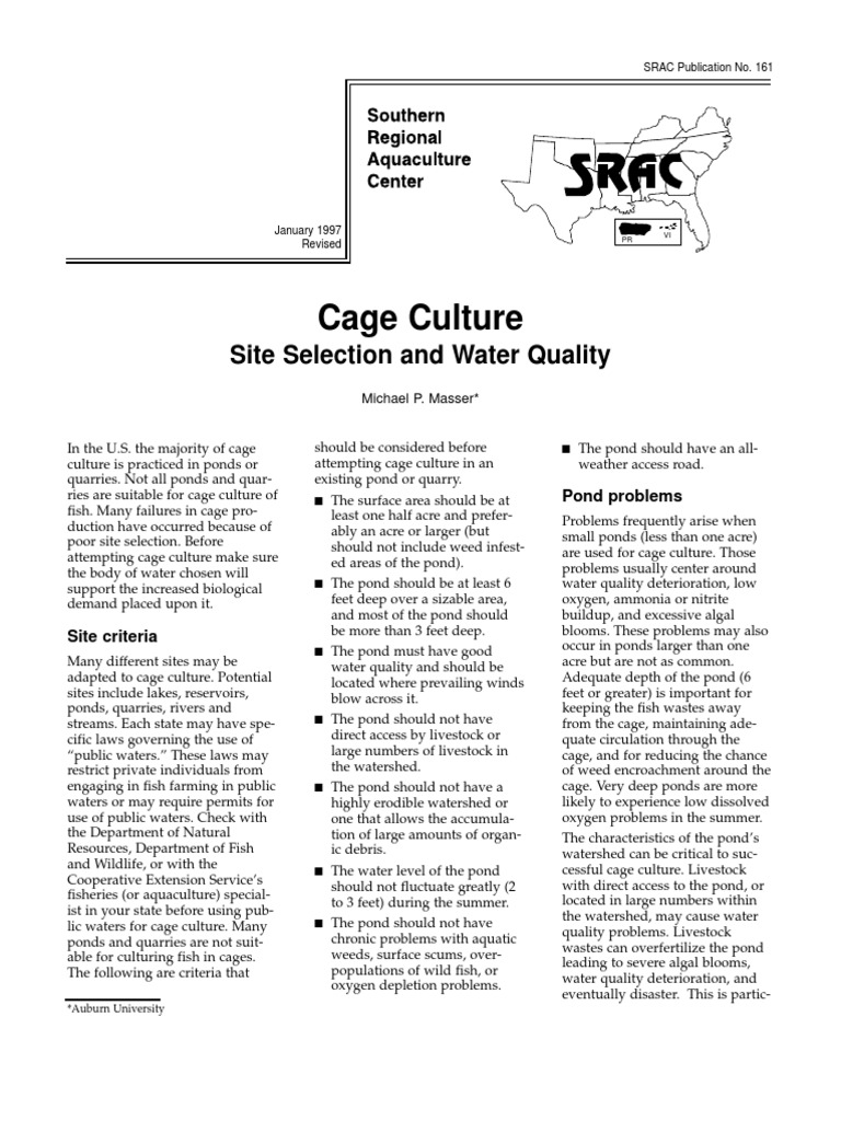 Cage Culture: Site Selection Criteria | PDF | Aquaculture | Phytoplankton