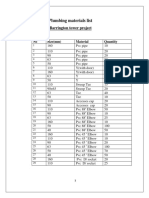 Plumbing Materials List: Barrington Tower Project