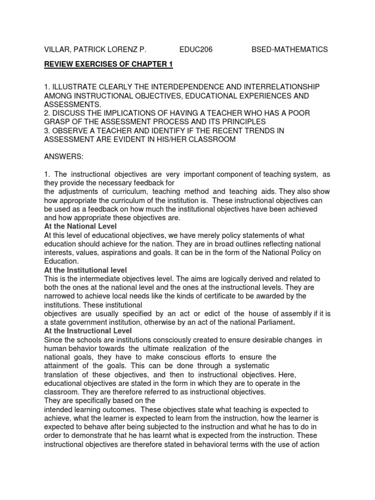 Chapter 1 Review: Educational Assessments | PDF | Educational ...