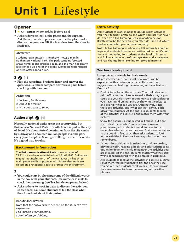 Life 2E Pre-Intermediate Unit 1 TB | PDF | Question | Adverb