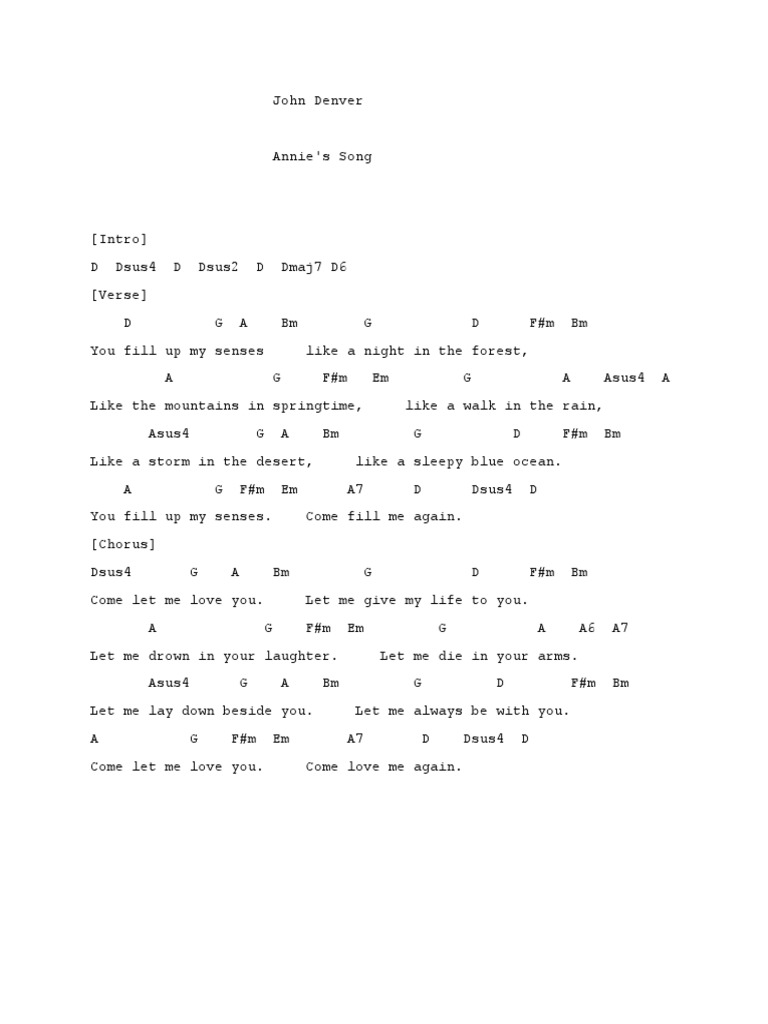 John Denver - Annie's Song | PDF | Song Structure | Songs