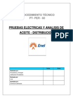 PROCEDIMIENTO TÉCNICO - Pruebas Electricas y Analisis de Aceite - Distribución PDF