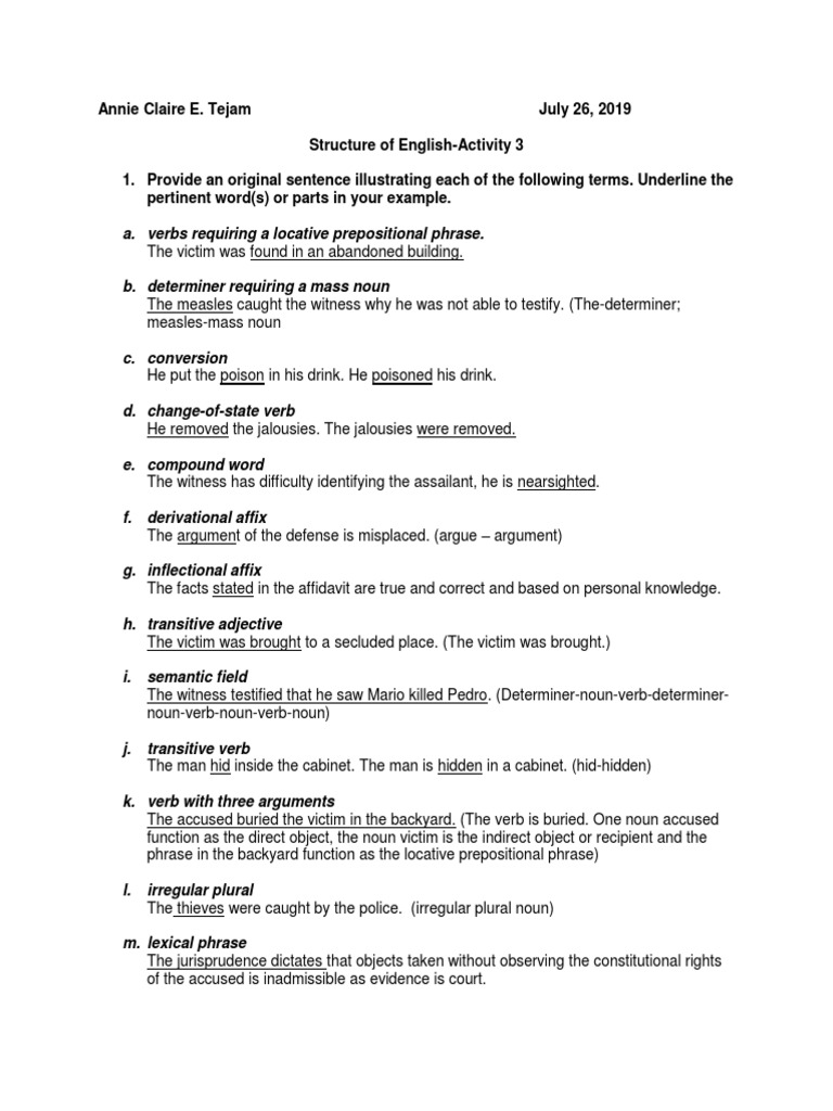 English Structure: Verbs and Nouns Explained | PDF | Verb | Noun