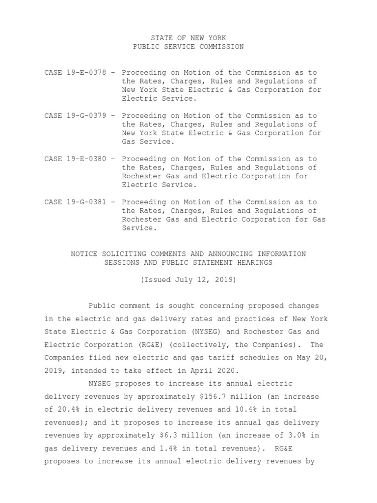 NYSEG Rate Increase PDF Hearing Loss Communication