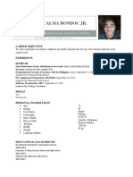 Resume of Ireneo Calma Bondoc Jr seeking work experience