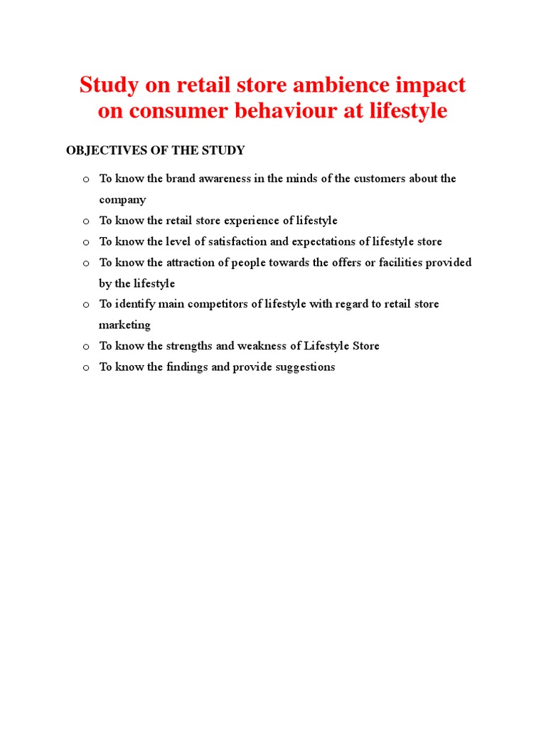 Study On Retail Store Ambience Impact On Consumer Behaviour at ...