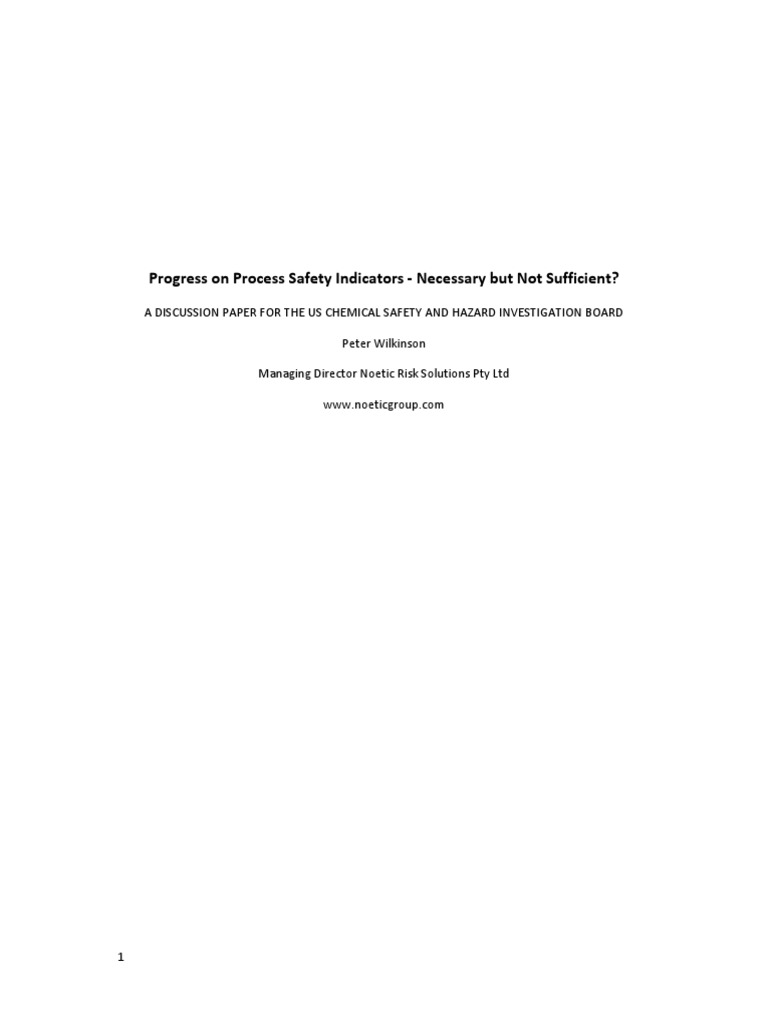 Progress On Process Safety Indicators | PDF | Safety | Risk Management