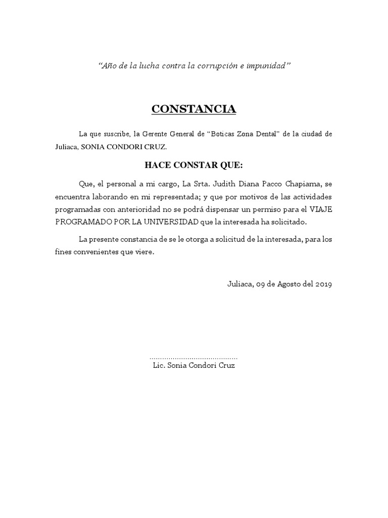 Constancia de Permiso