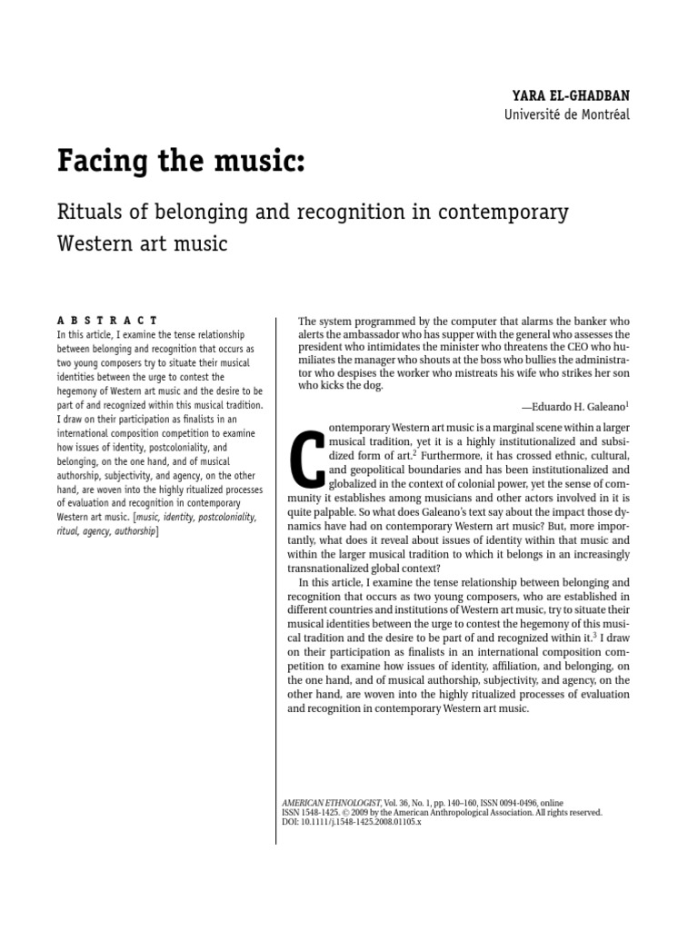 Rituals of Belonging and Recognition in Contemporary Western Art Music PDF PDF