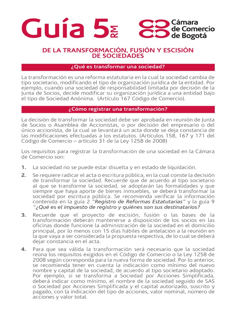 De La Transformación, Fusión Y Escisión De Sociedades: ¿Qué es ...