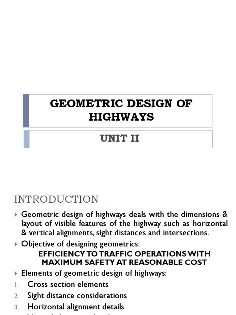 Unit II Geometric Design of Highways PDF Lane Road