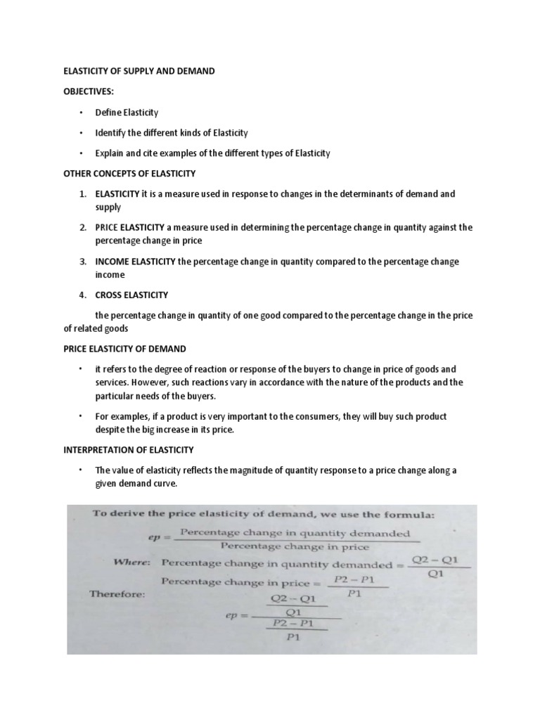 Elasticity of Supply and Demand | PDF | Price Elasticity Of Demand ...