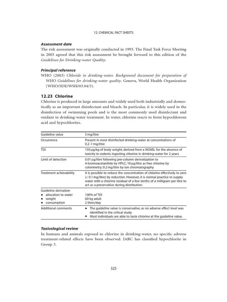 12.23 Chlorine Assessment Date PDF Chlorine Bleach
