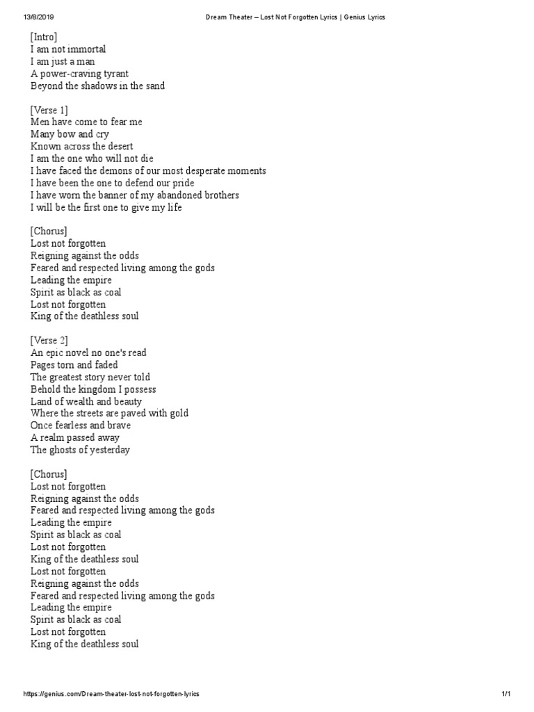 Dream Theater Lost Not Forgotten Lyrics