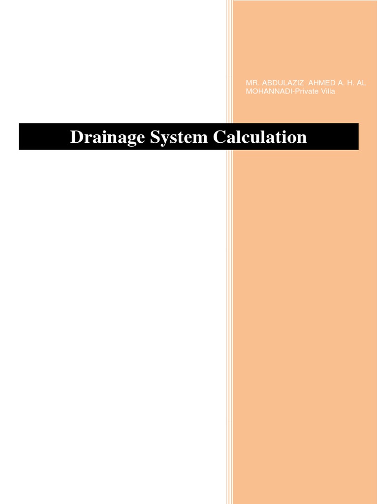 Sanitary Drainage System Calculations and Design for Mr. Abdulaziz Ahmed A. H. Al Mohannadi's