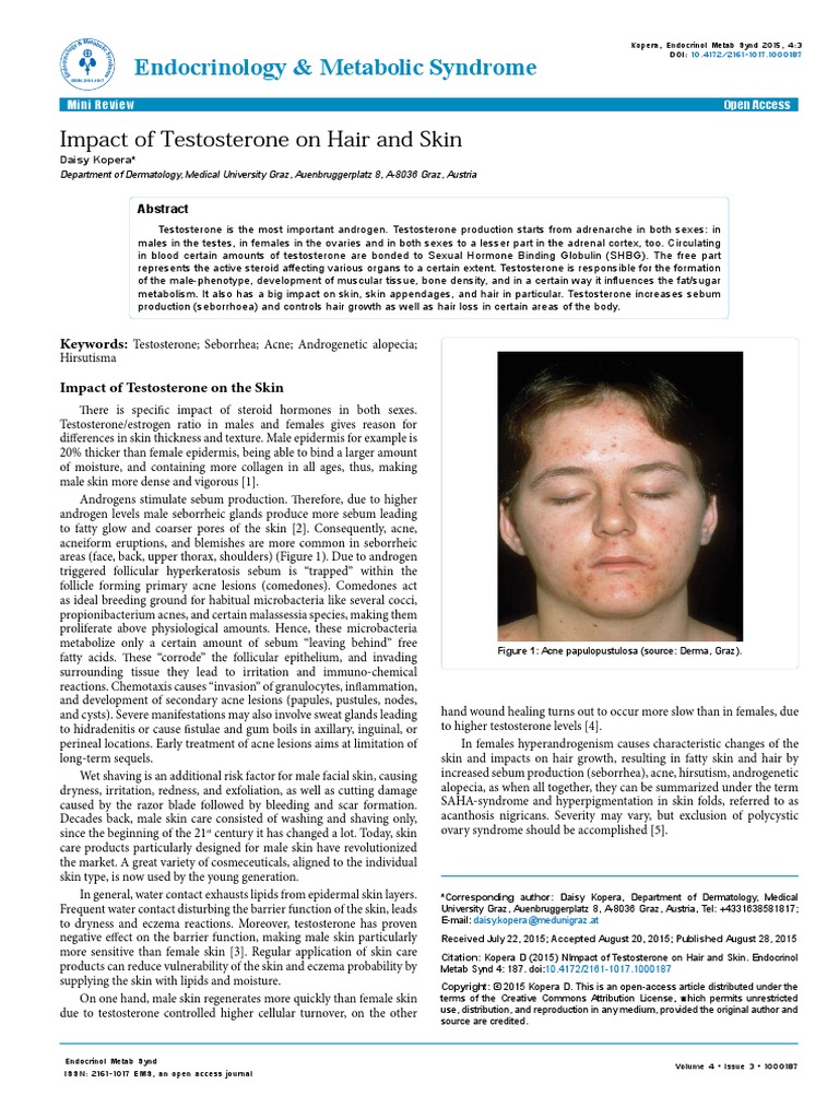 Impact of Testosterone On Hair and Skin 2161 1017 1000187 | PDF | Hair ...