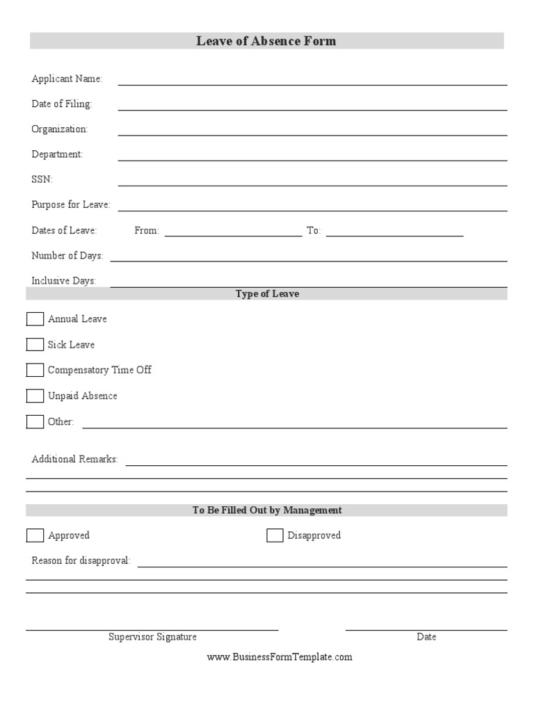 Leave of Absence Form Template | PDF | Programs | Business Ethics