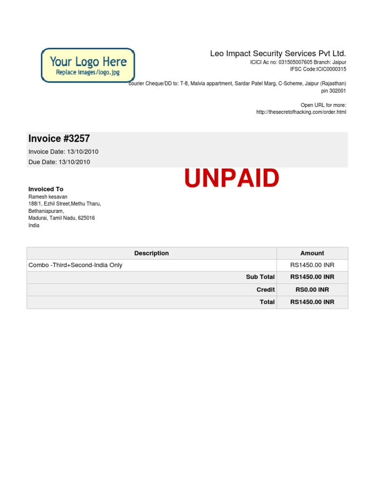 Invoice #3257 for Leo Impact Security Services | PDF