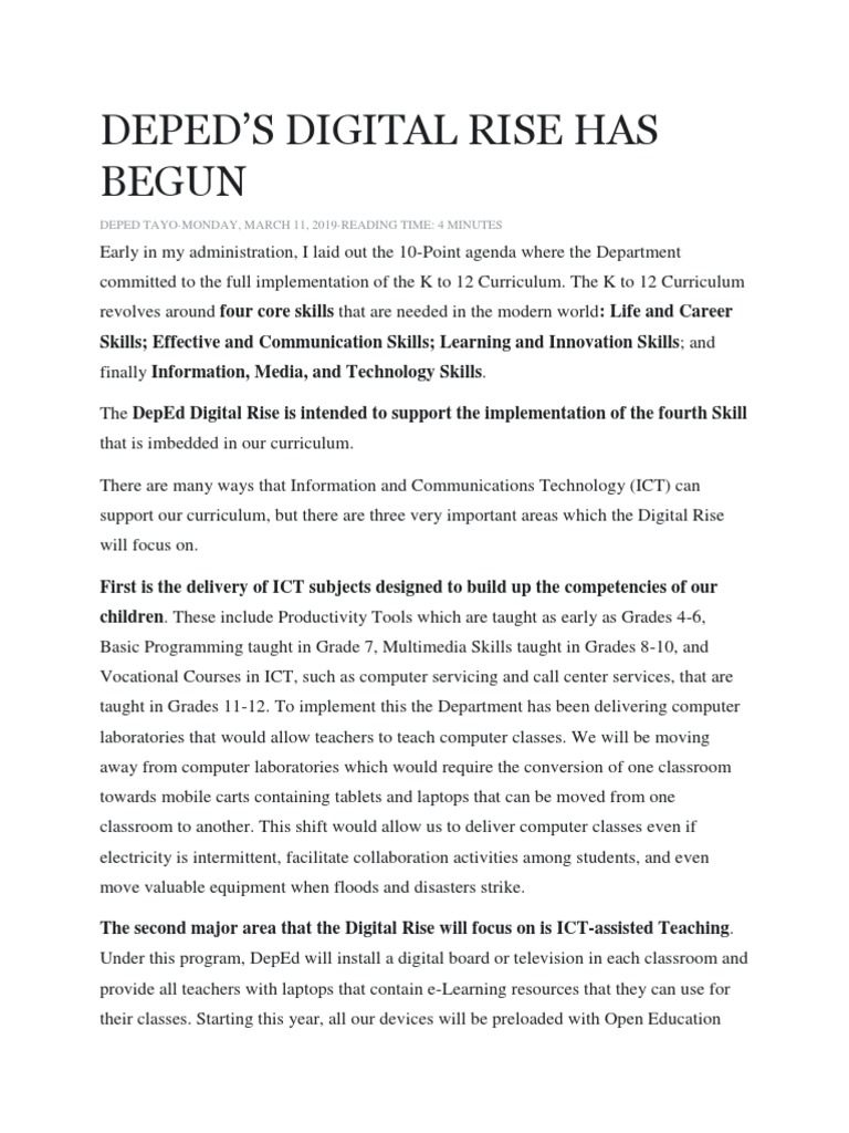 DEPED Digital Rise | Download Free PDF | Educational Technology ...